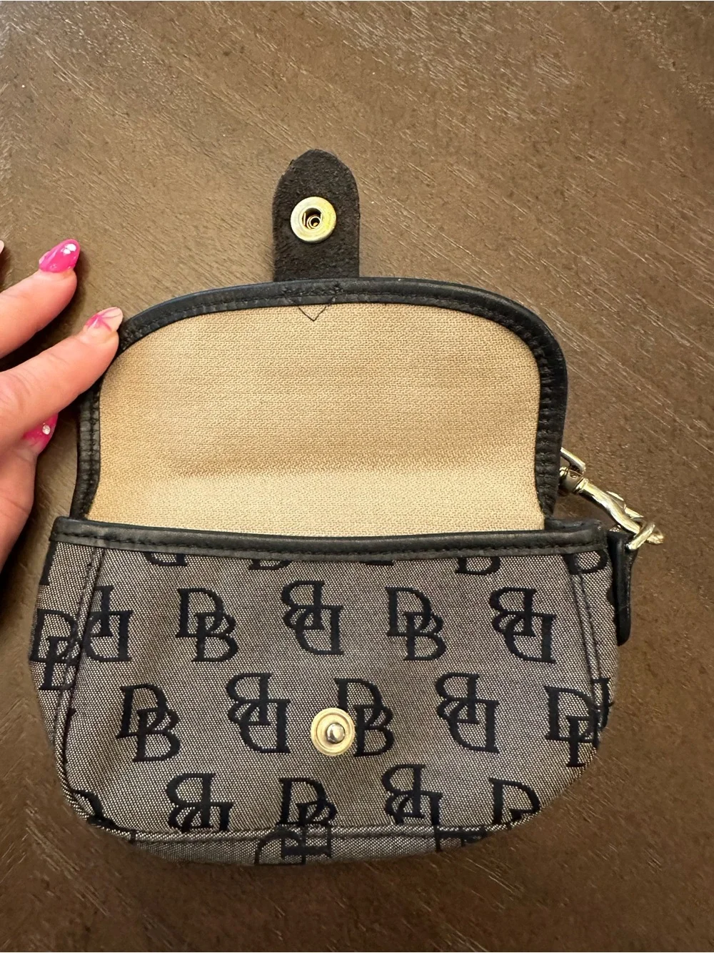 Dooney & Bourke Gray and Black Monogram Wristlet